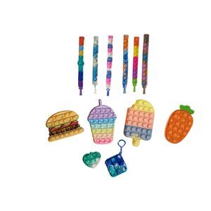 Pop It Fidget Mixed Lot Bracelets Keychain Food Shapes